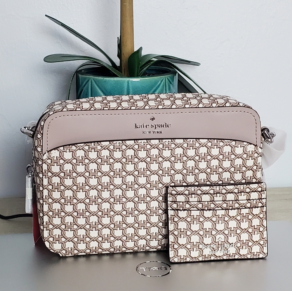 Kate Spade Tan and White Crossbody and Wallet Bundle